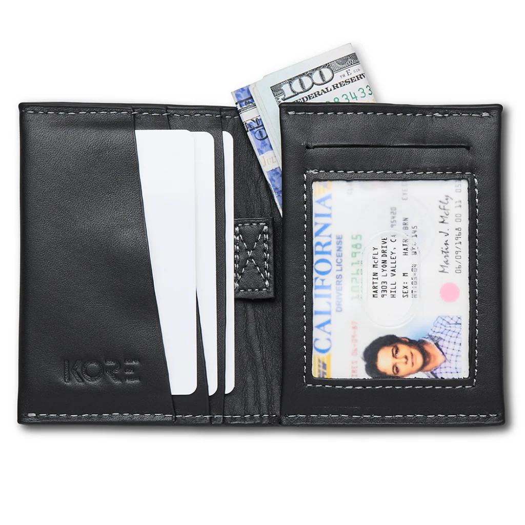 BLACK LEATHER BIFOLD WALLET - Image 4